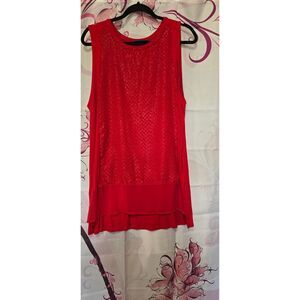APT. 9 XL Red Dressy Tank‎ Top with Sheer Bottom
